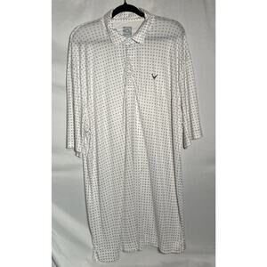 Mens Large Big And Tall Polo Shirt Callaway OptiDri White and Grey Short Sleeve